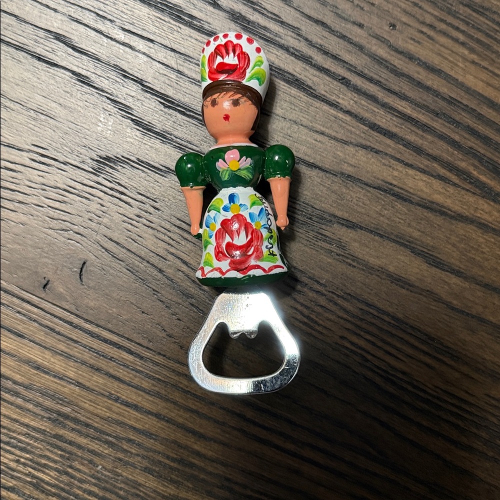 Budapest Floral Mariska Wooden Doll Bottle Opener